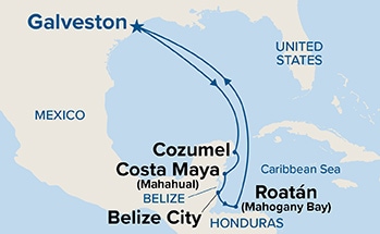 carte Etats-Unis, Mexique, Belize, Honduras, 9 jours