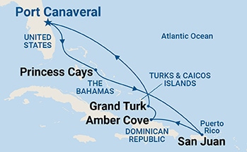 carte Etats-Unis, Bahamas, Porto Rico, République dominicaine, îles Turques-et-Caïques, 9 jours