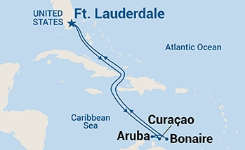 carte Etats-Unis, Curaçao, Aruba, Pays-Bas caribéens, 9 jours