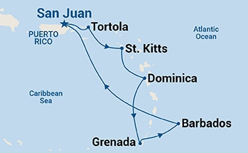 carte Caraïbes et Antilles, 8 jours