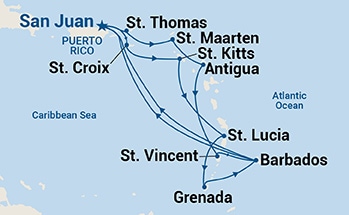 carte Caraïbes et Antilles, 15 jours