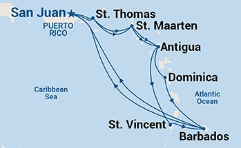 carte Caraïbes et Antilles, 15 jours
