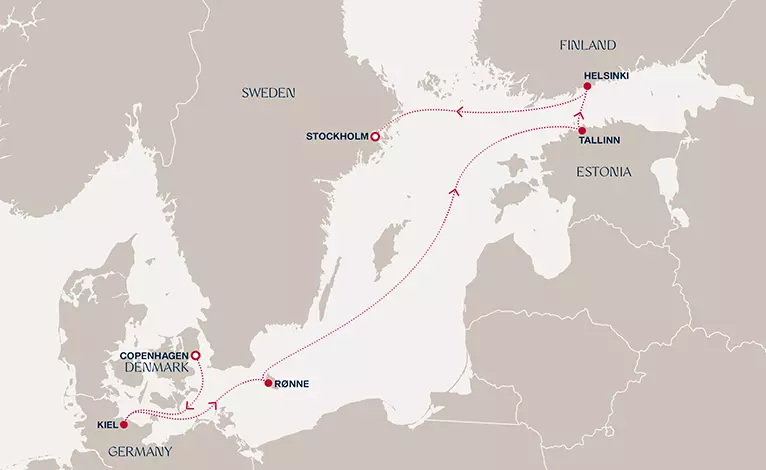 carte Danemark, Estonie, Finlande, Suède, 7 jours