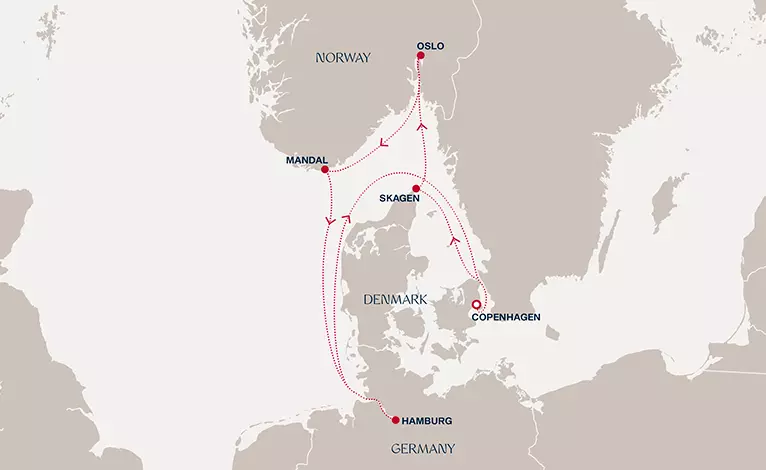 carte Danemark, Norvège, Allemagne, 8 jours