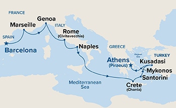 carte Espagne, France, Italie, Grèce, Turquie, 11 jours