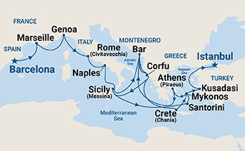 carte Espagne, France, Italie - 22 jours