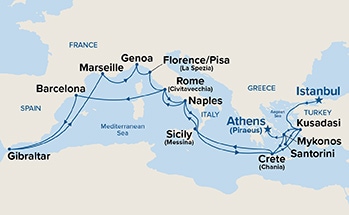 carte Turquie, Grèce, Italie, Espagne, France, 26 jours