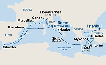 carte Turquie, Grèce, Italie, Espagne, France, 19 jours