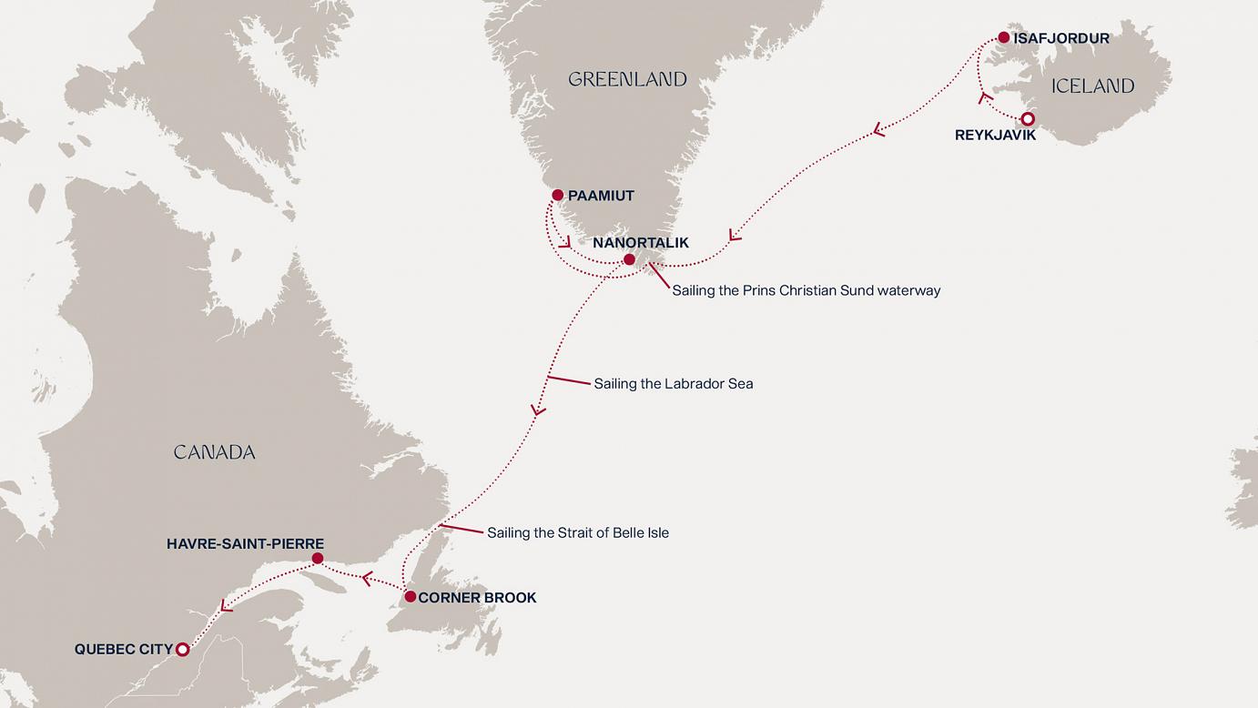 carte Islande, Groenland, Canada, 12 jours