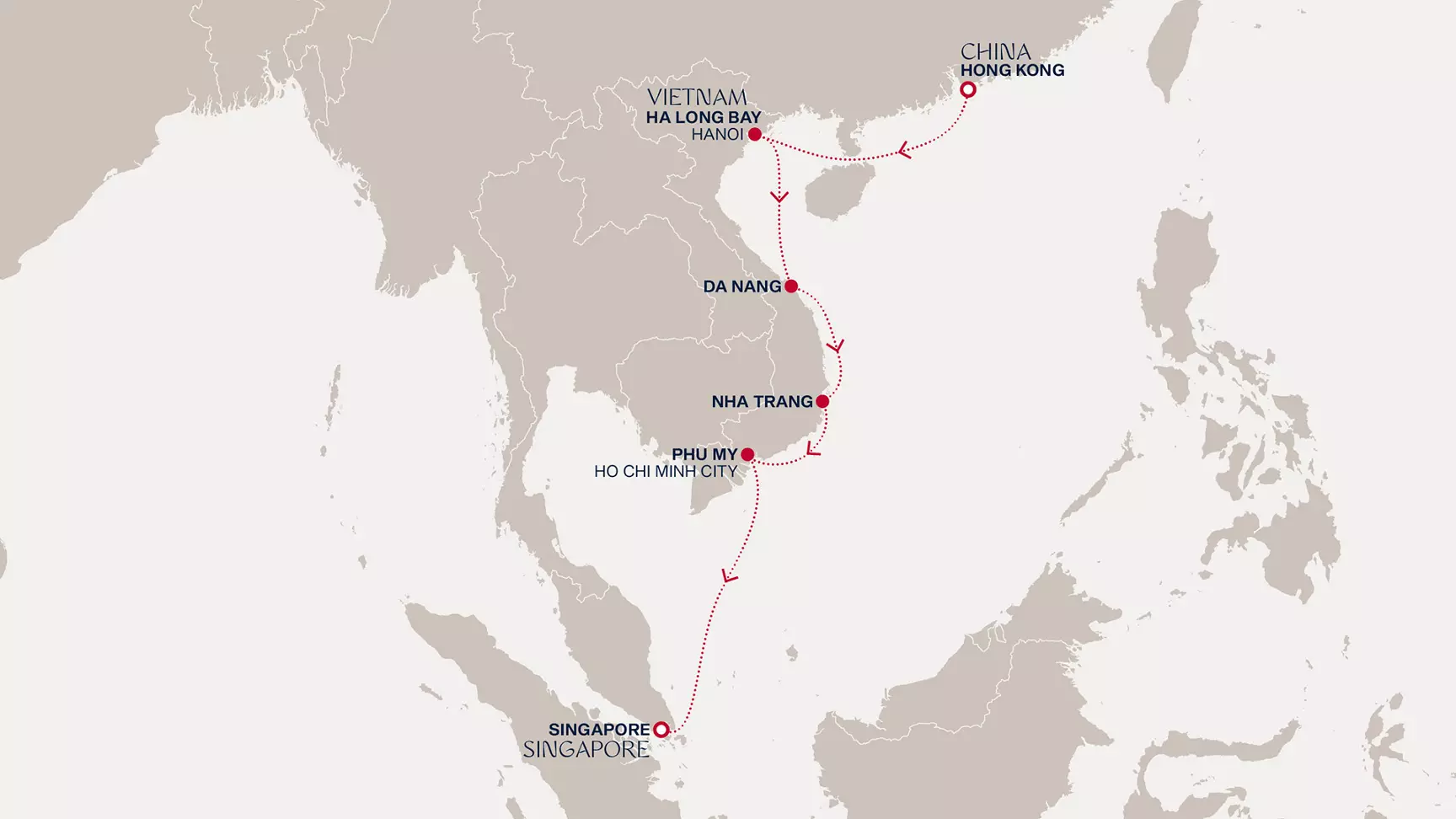 carte Chine, Viêt Nam, Singapour, 11 jours