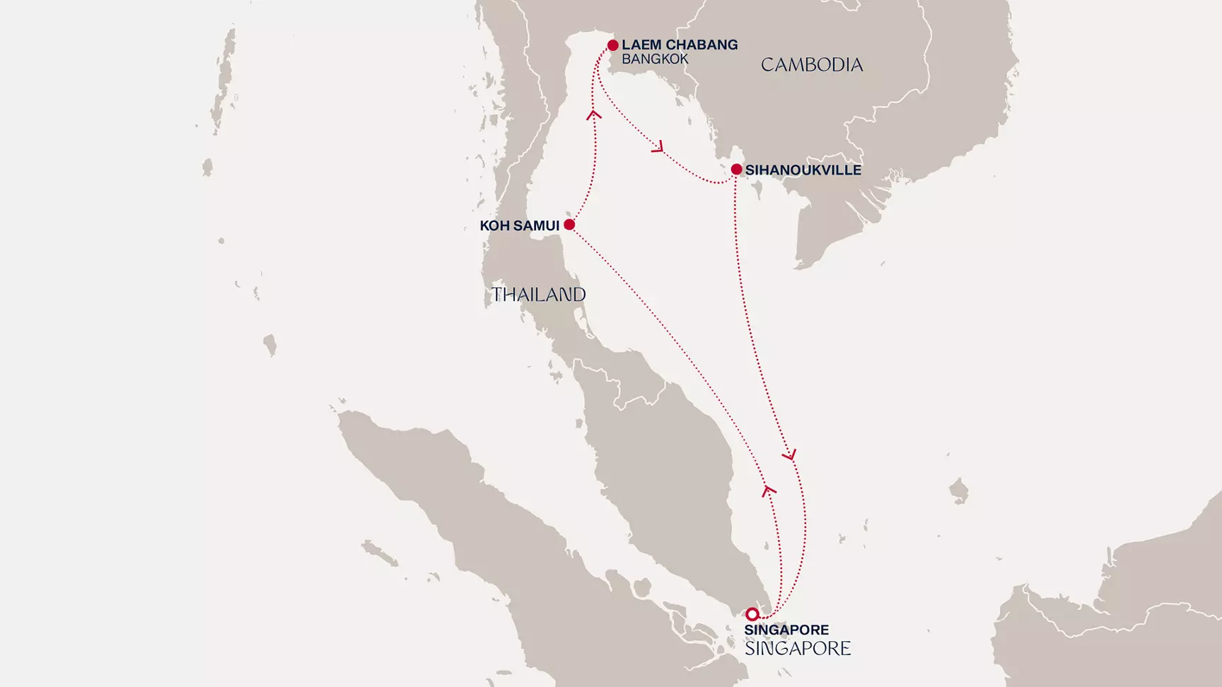 carte Singapour, Thaïlande, Cambodge, 8 jours