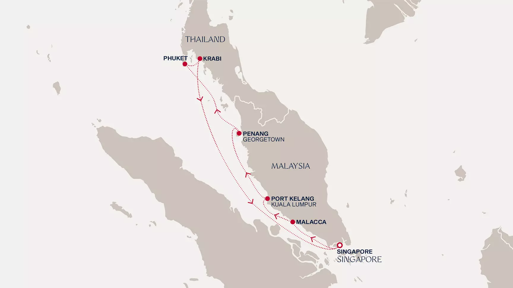 carte Singapour, Malaisie, Thaïlande, 8 jours