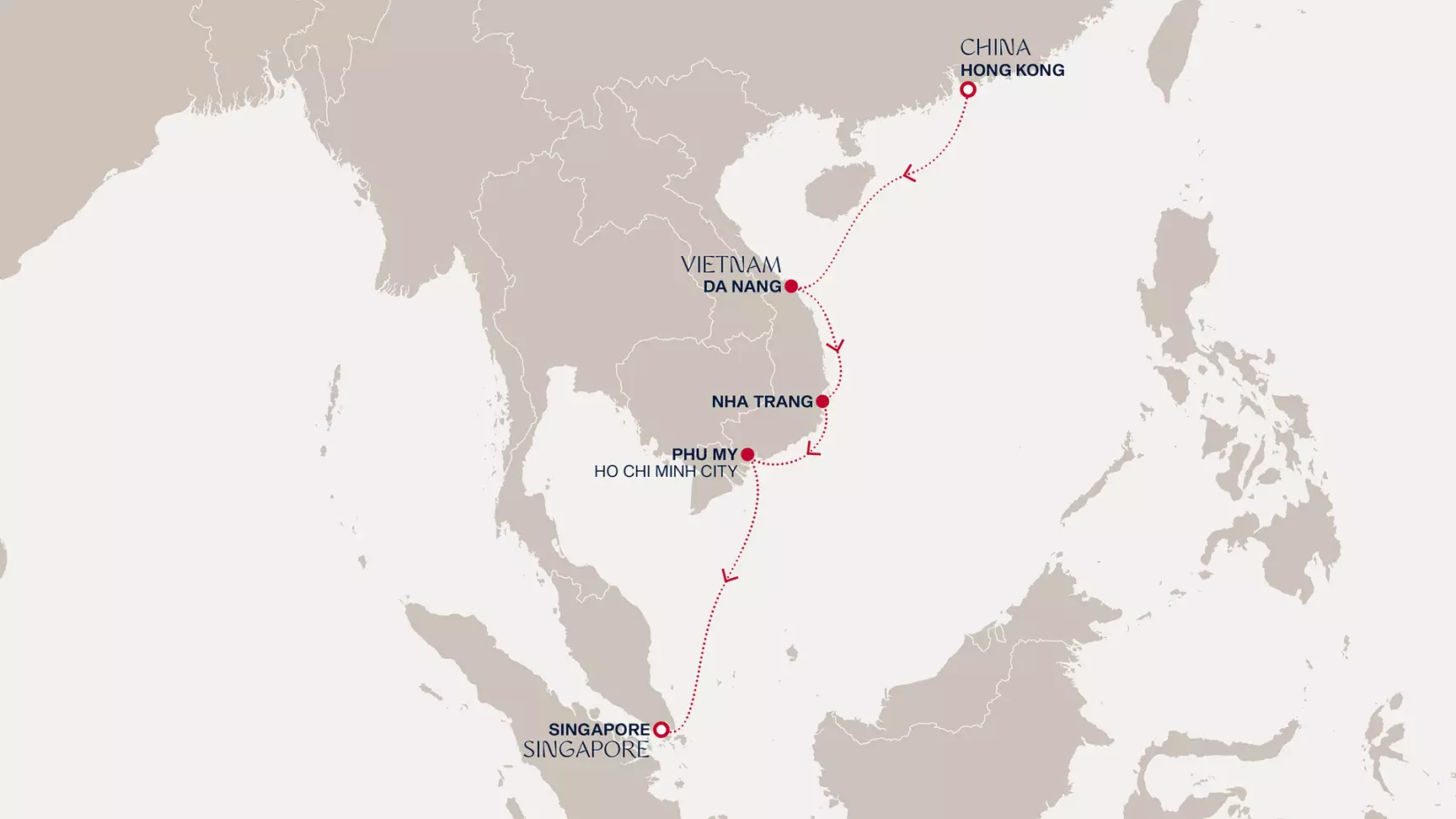 carte Chine, Viêt Nam, Singapour, 8 jours