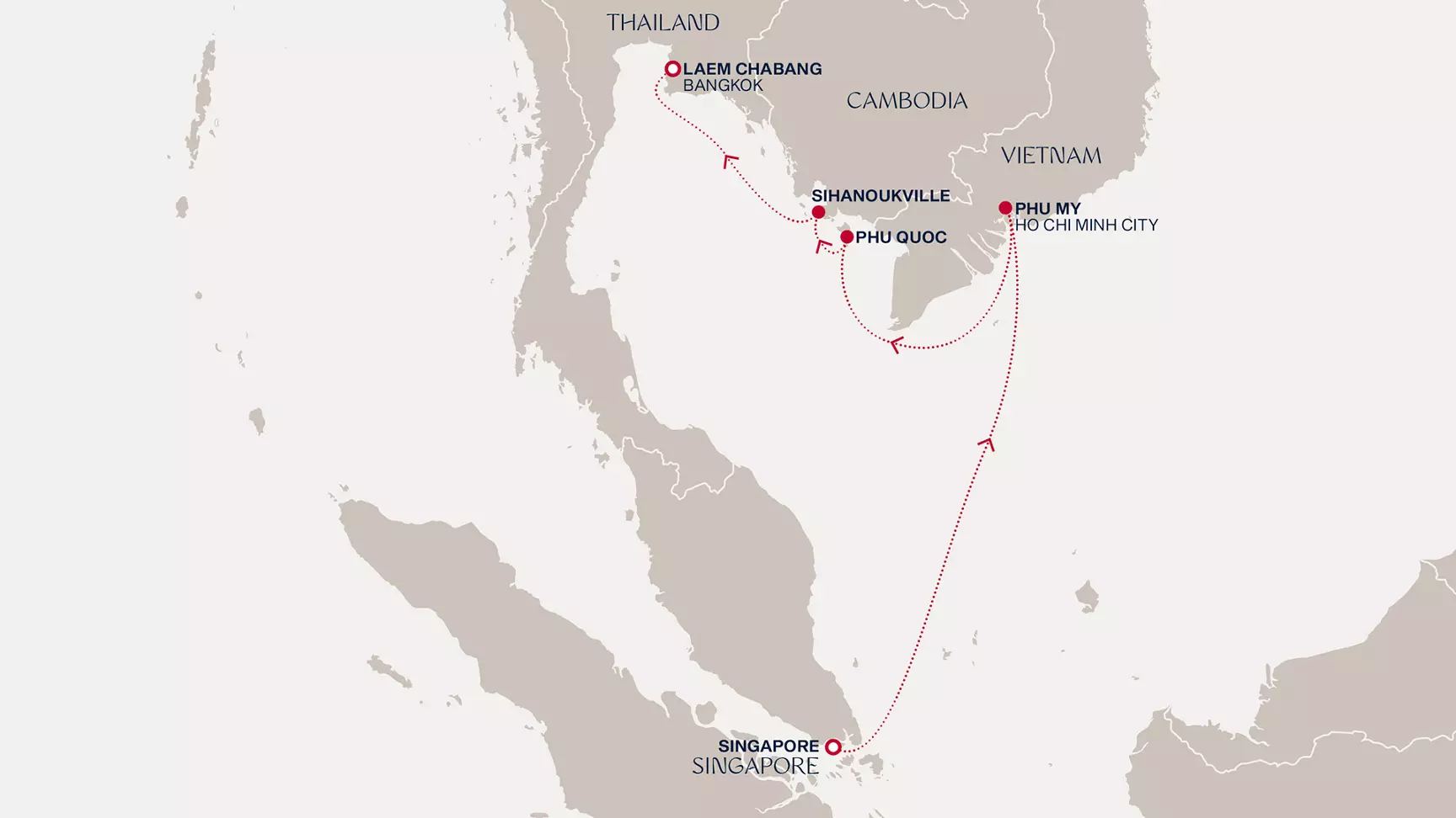 carte Singapour, Viêt Nam, Cambodge, Thaïlande, 8 jours