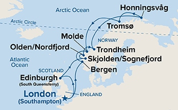 carte Royaume-Uni, Norvège, 15 jours