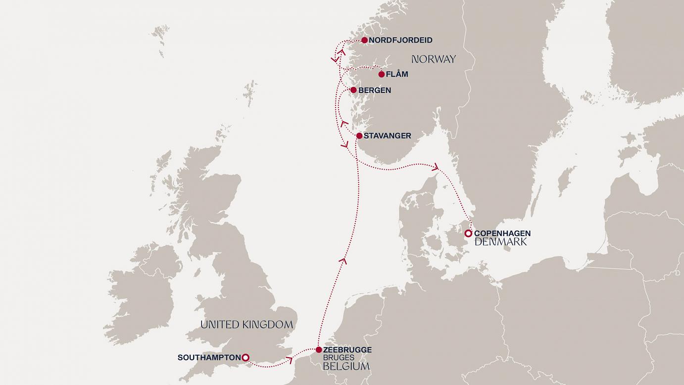carte Un voyage à travers des rivages saisissants et des merveilles du fjord, 9 jours