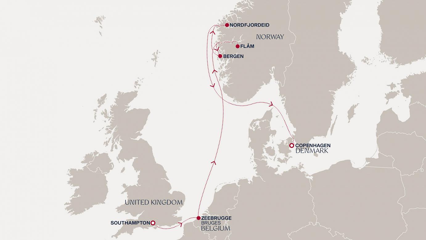 carte Royaume-Uni, Belgique, Norvège, Danemark, 8 jours