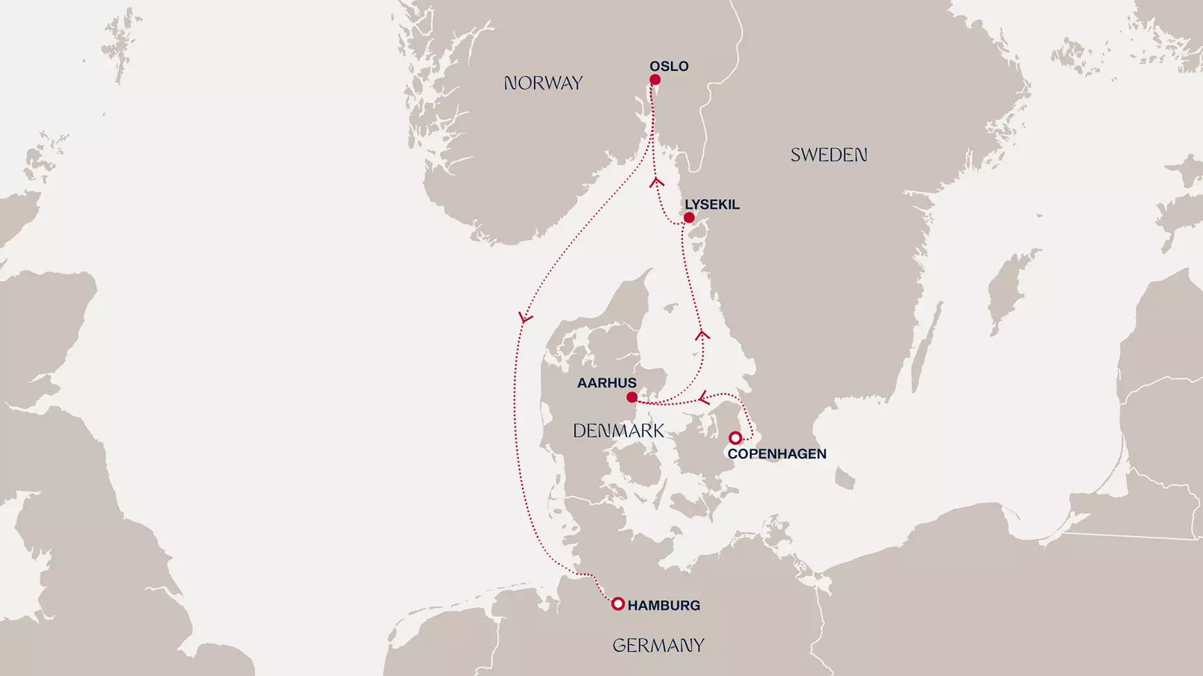 carte Danemark, Suède, Norvège, Allemagne, 6 jours