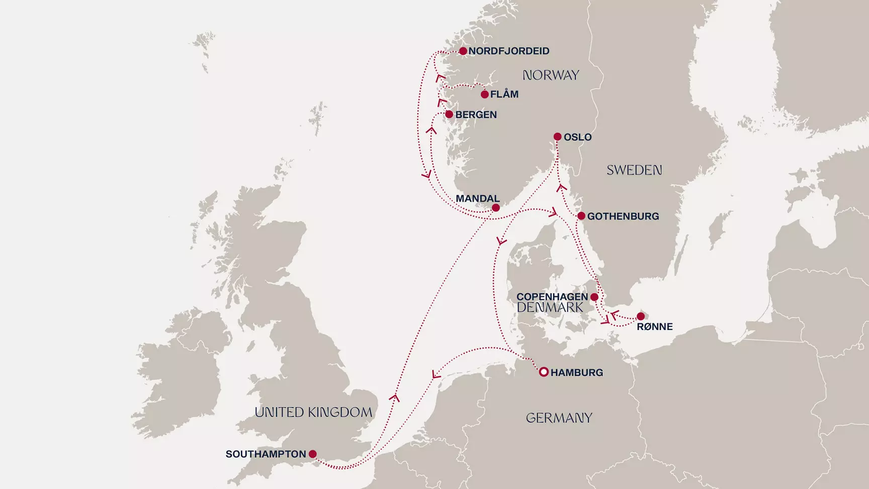 carte Allemagne, Royaume-Uni, Norvège, Danemark, Suède, 15 jours