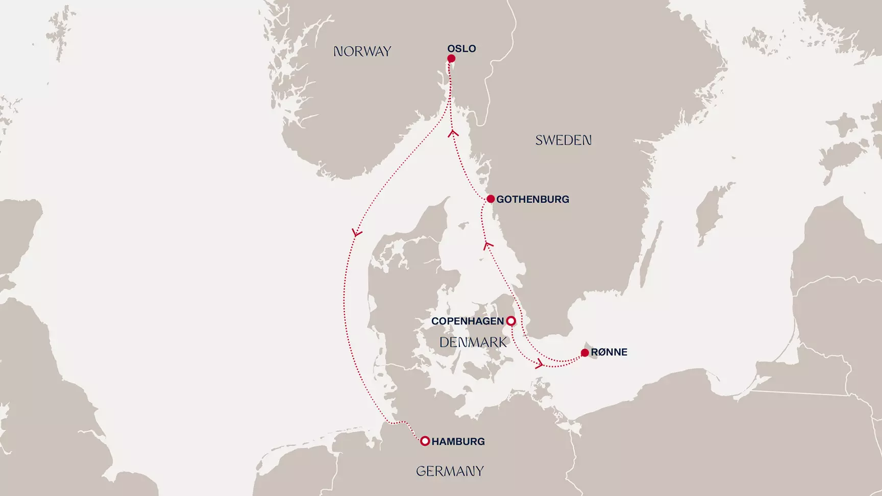 carte Danemark, Suède, Norvège, Allemagne, 6 jours
