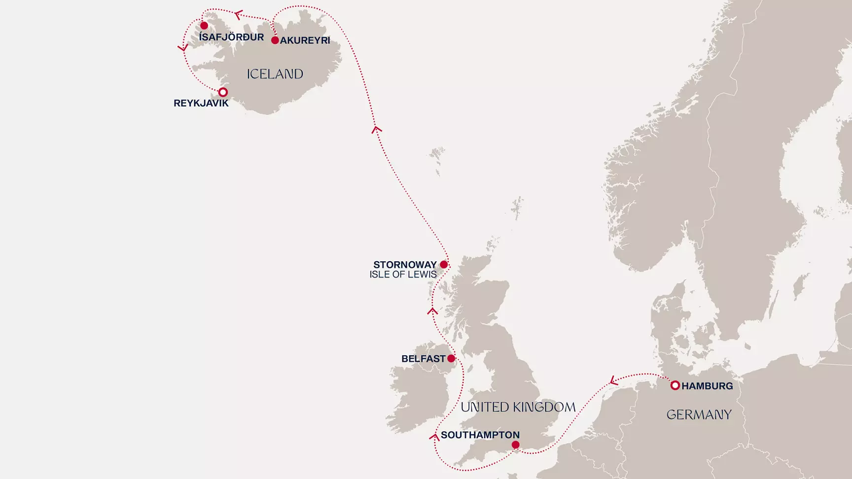 carte Allemagne, Royaume-Uni, Islande, 11 jours