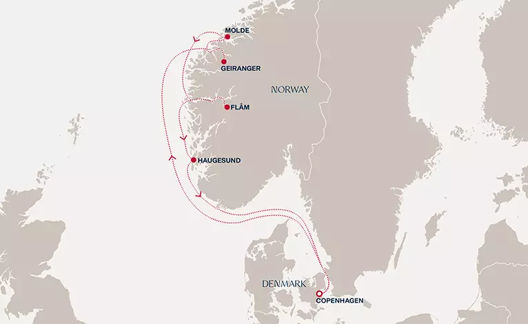carte Danemark, Norvège, 8 jours