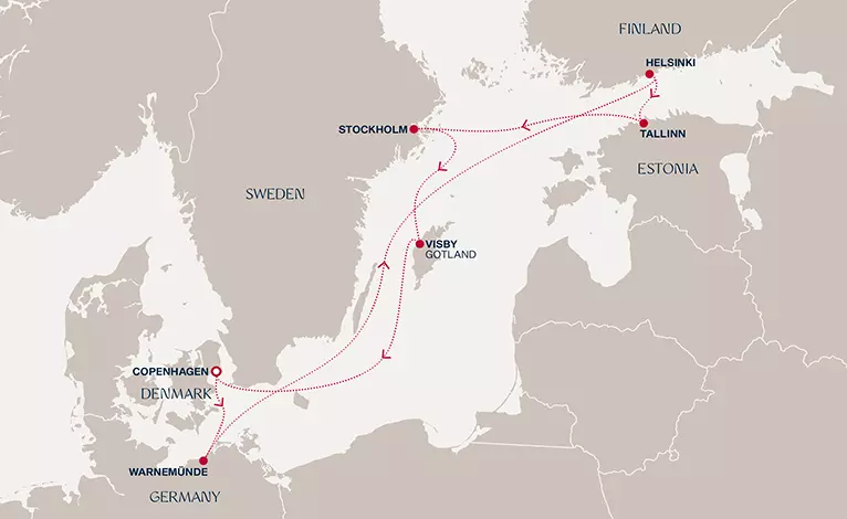carte Danemark, Allemagne, Finlande, Estonie, Suède, 8 jours