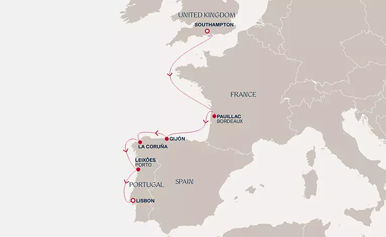 carte Royaume-Uni, France, Espagne, Portugal, 8 jours