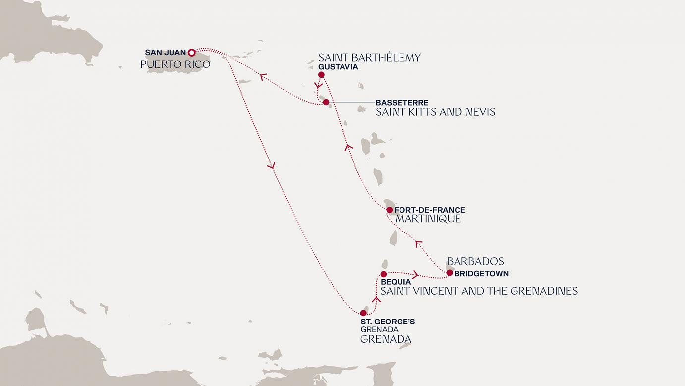 carte Caraïbes et Antilles, 9 jours