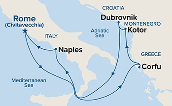 carte Italie, Grèce, Monténégro, Croatie, 8 jours