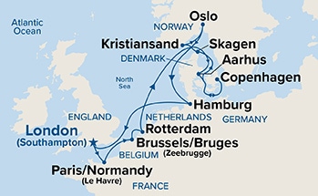 carte Royaume-Uni, France, Belgique, Pays-Bas, Danemark, Norvège, 15 jours