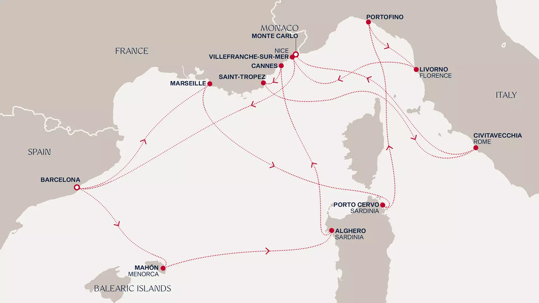 carte Espagne, France, Italie, Monaco, 15 jours