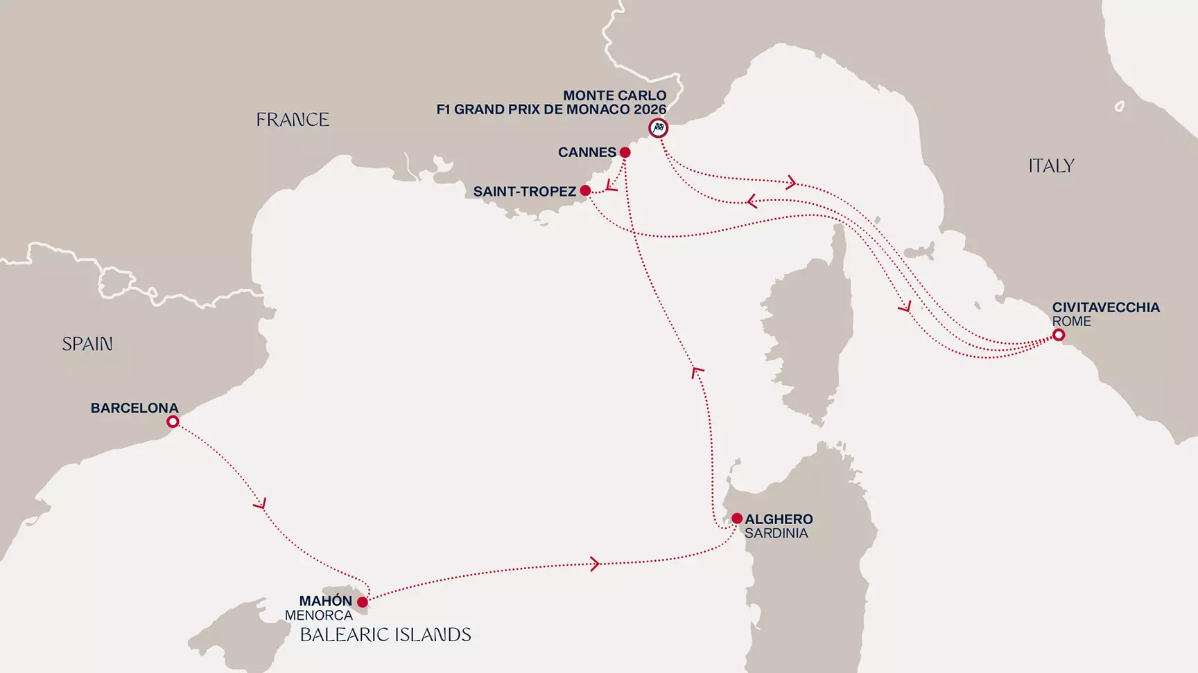 carte Espagne, France, Italie, Monaco, 14 jours