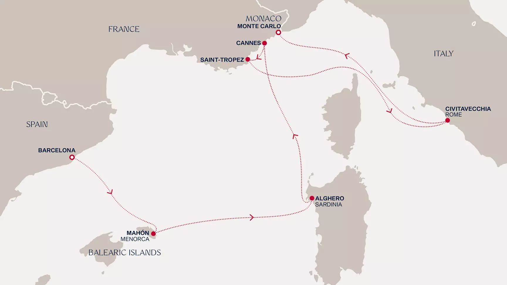 carte Espagne, France, Italie, Monaco, 8 jours