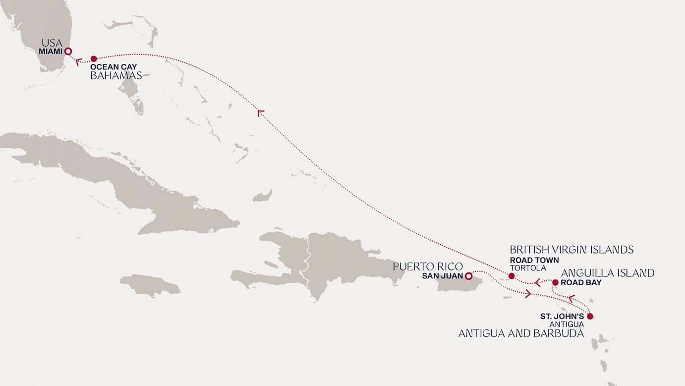 carte Porto Rico, Antigua-et-Barbuda, Anguilla, îles Vierges britanniques, îles Turques-et-Caïques, Etats-Unis, 8 jours