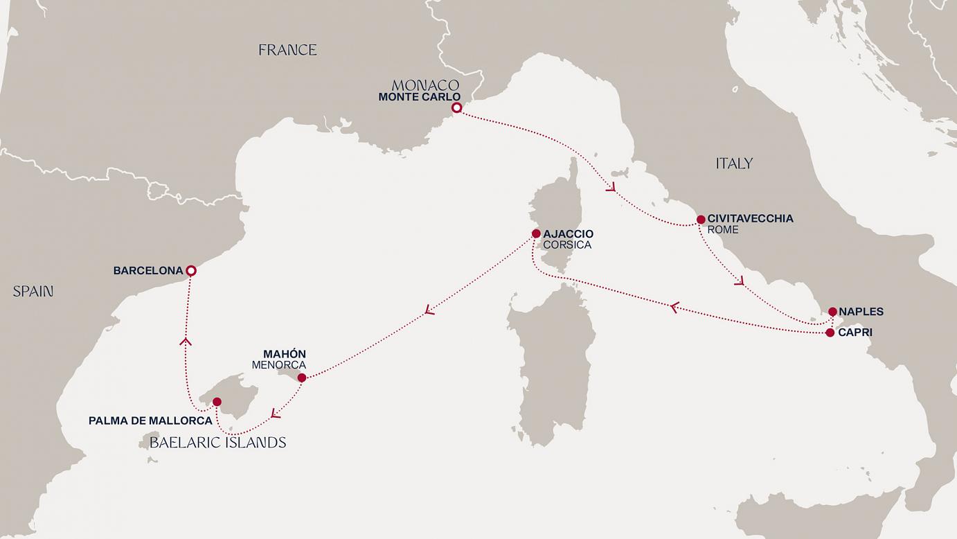 carte Monaco, Italie, France, Espagne, 8 jours