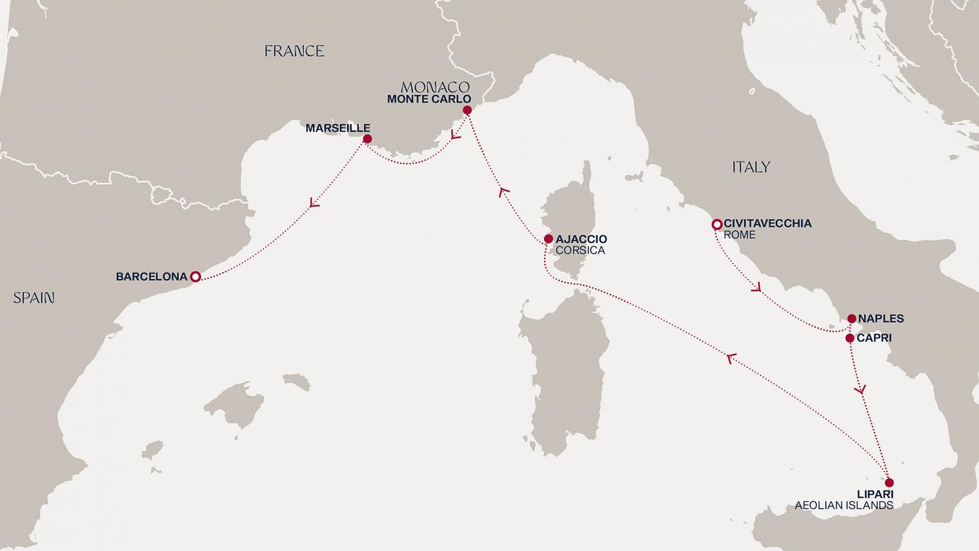 carte Italie, France, Monaco, Espagne, 8 jours