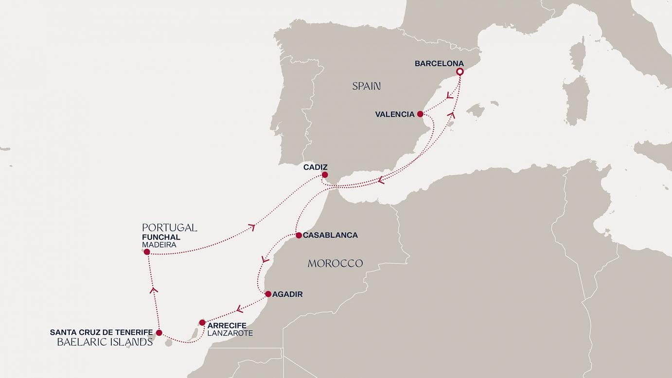 carte Espagne, Maroc, Portugal, 12 jours