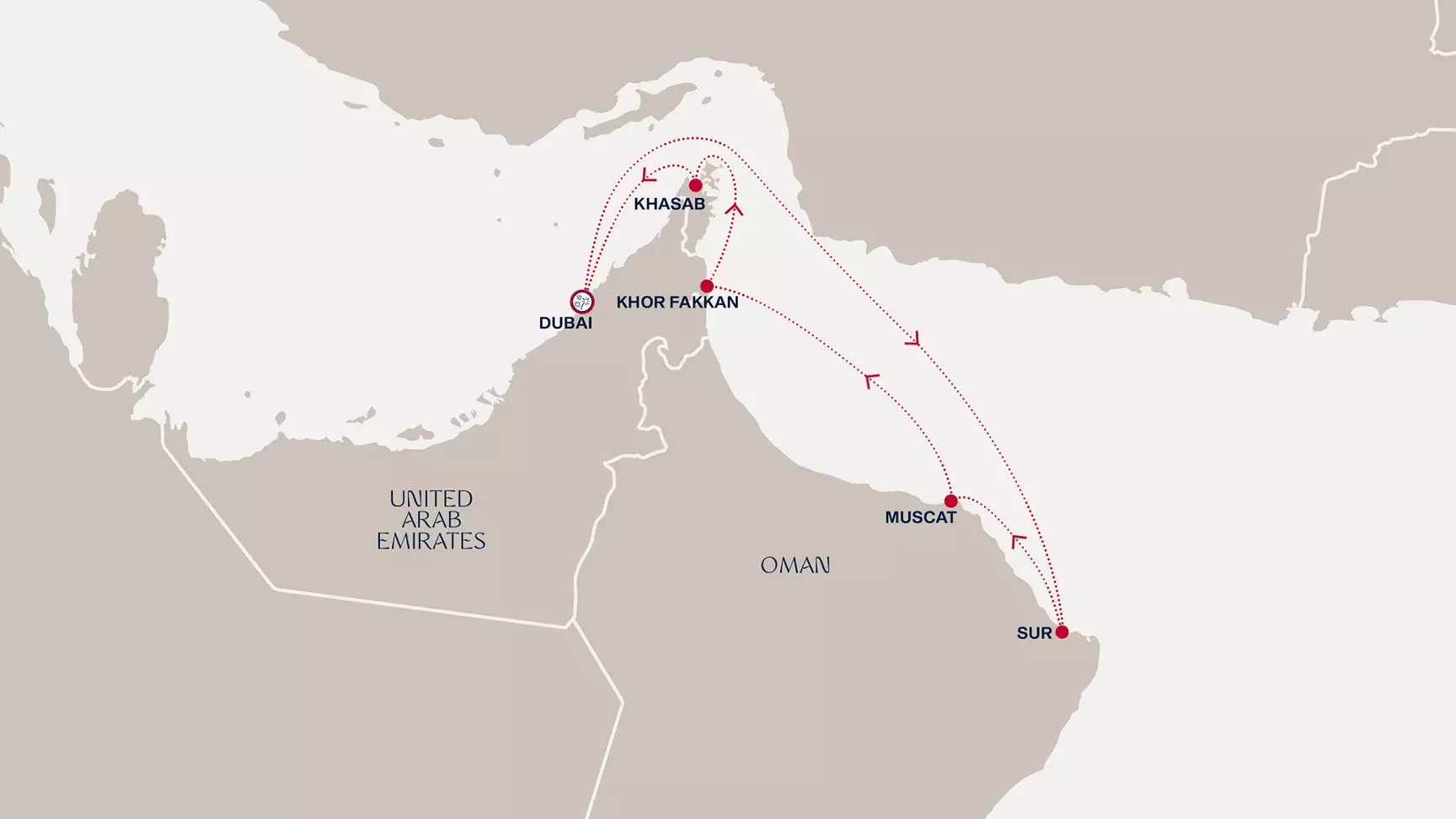 carte Emirats arabes unis, Oman, 9 jours