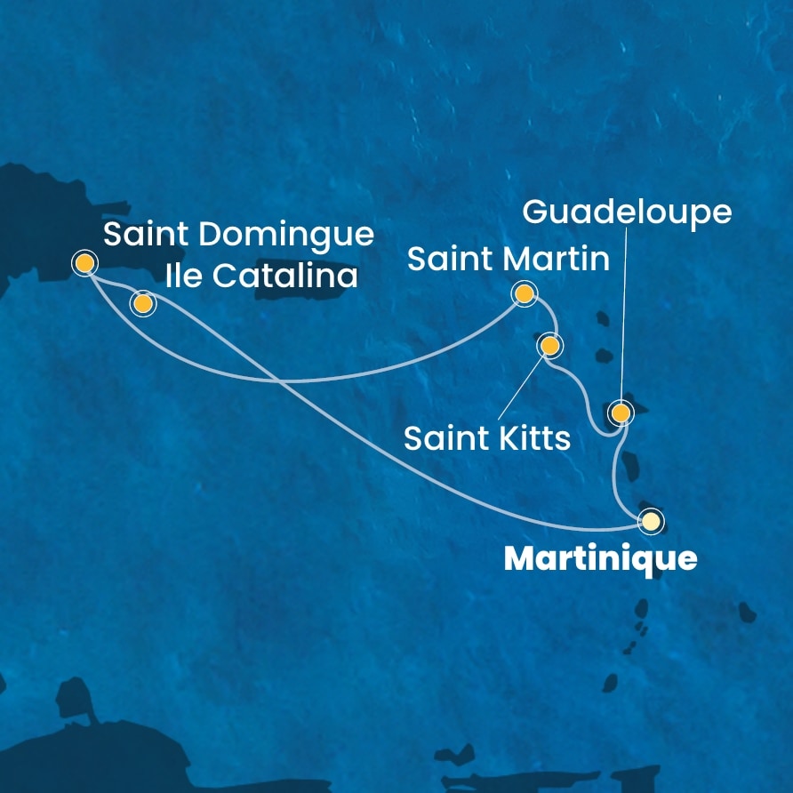 carte Caraïbes et Antilles, 8 jours