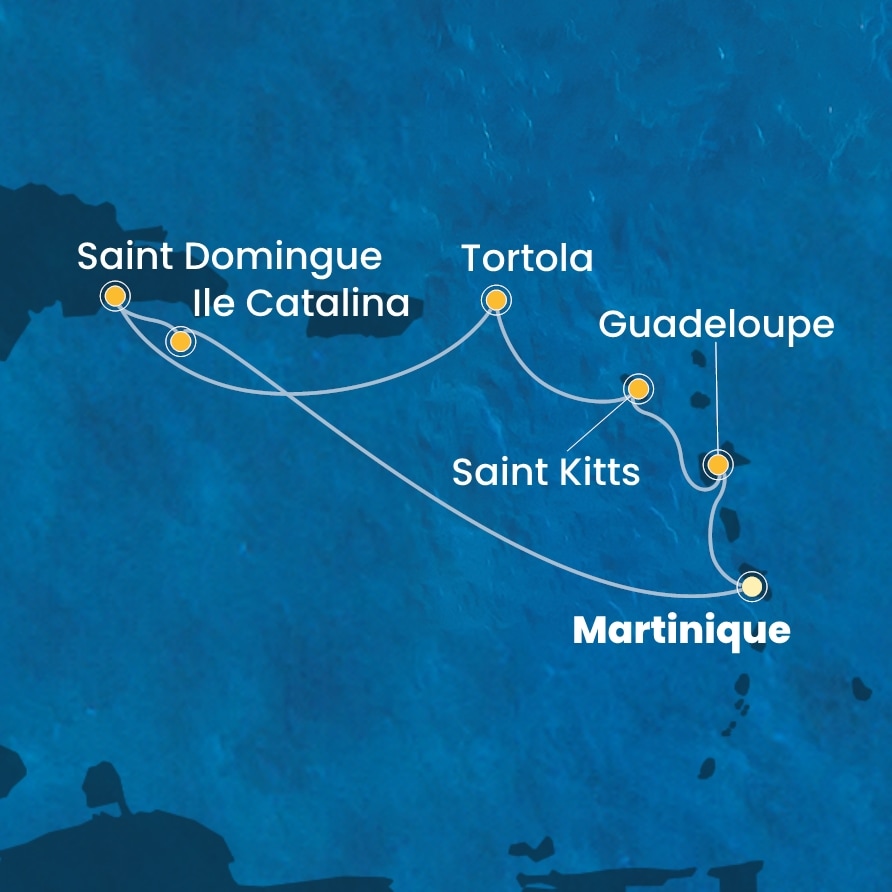 carte Caraïbes et Antilles, 8 jours