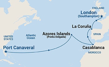 carte Etats-Unis, Portugal, Maroc, Espagne, Royaume-Uni, 16 jours