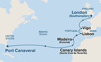 carte Royaume-Uni, Espagne, Portugal, Etats-Unis, 16 jours