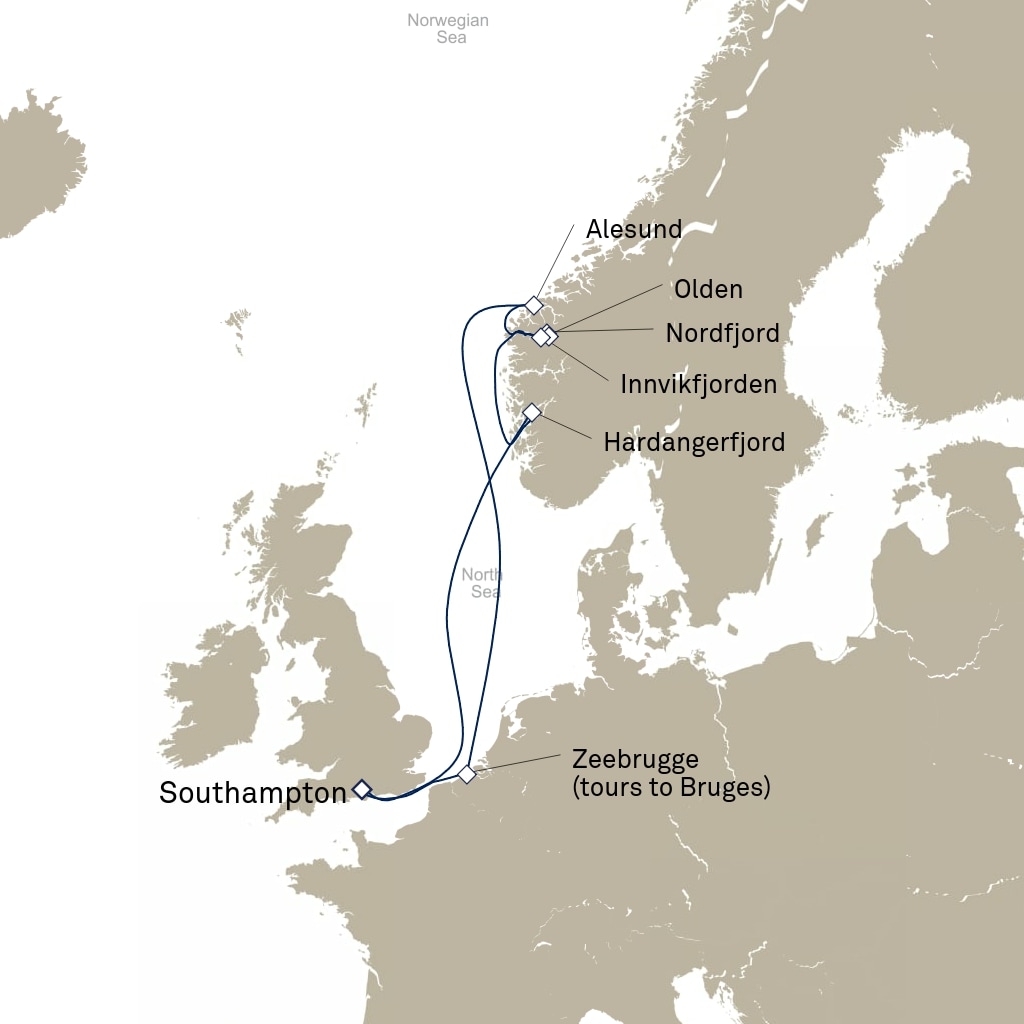 carte Royaume-Uni, Norvège, Belgique - 8 jours