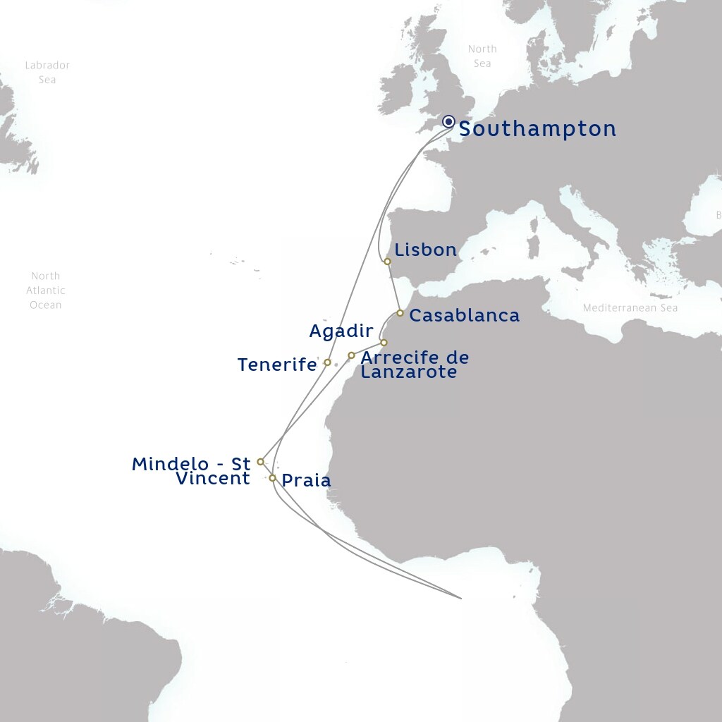 carte Royaume-Uni, Espagne, Cap-Vert - 19 jours
