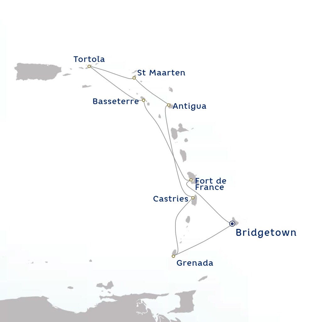 carte Barbade, France, Saint-Christophe-et-Niévès - 15 jours