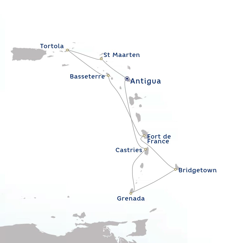 carte Antigua-et-Barbuda, Sainte-Lucie, Grenade - 15 jours