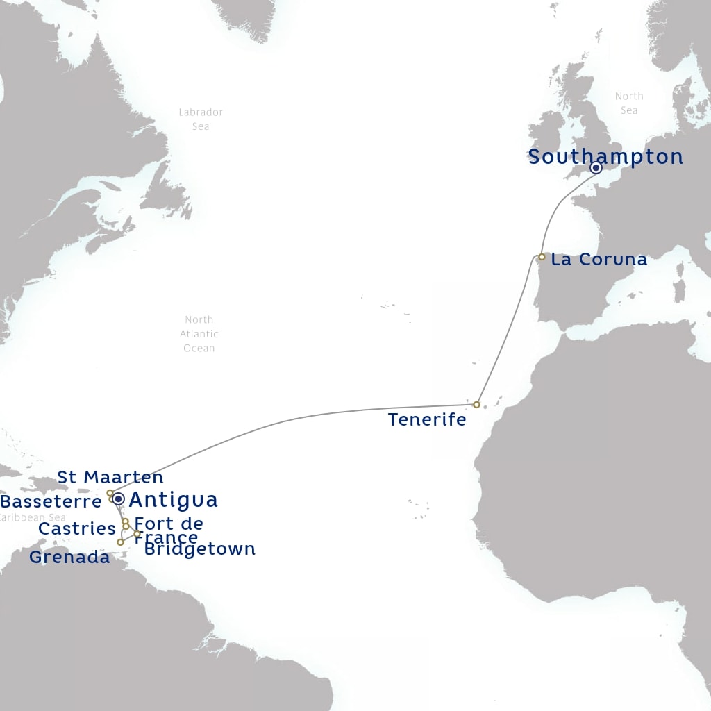 carte Antigua-et-Barbuda, Sainte-Lucie, Grenade - 23 jours