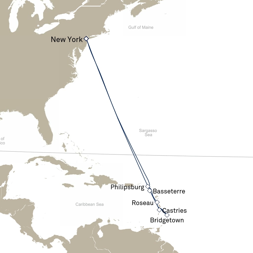 carte Caraïbes et Antilles , 13 jours