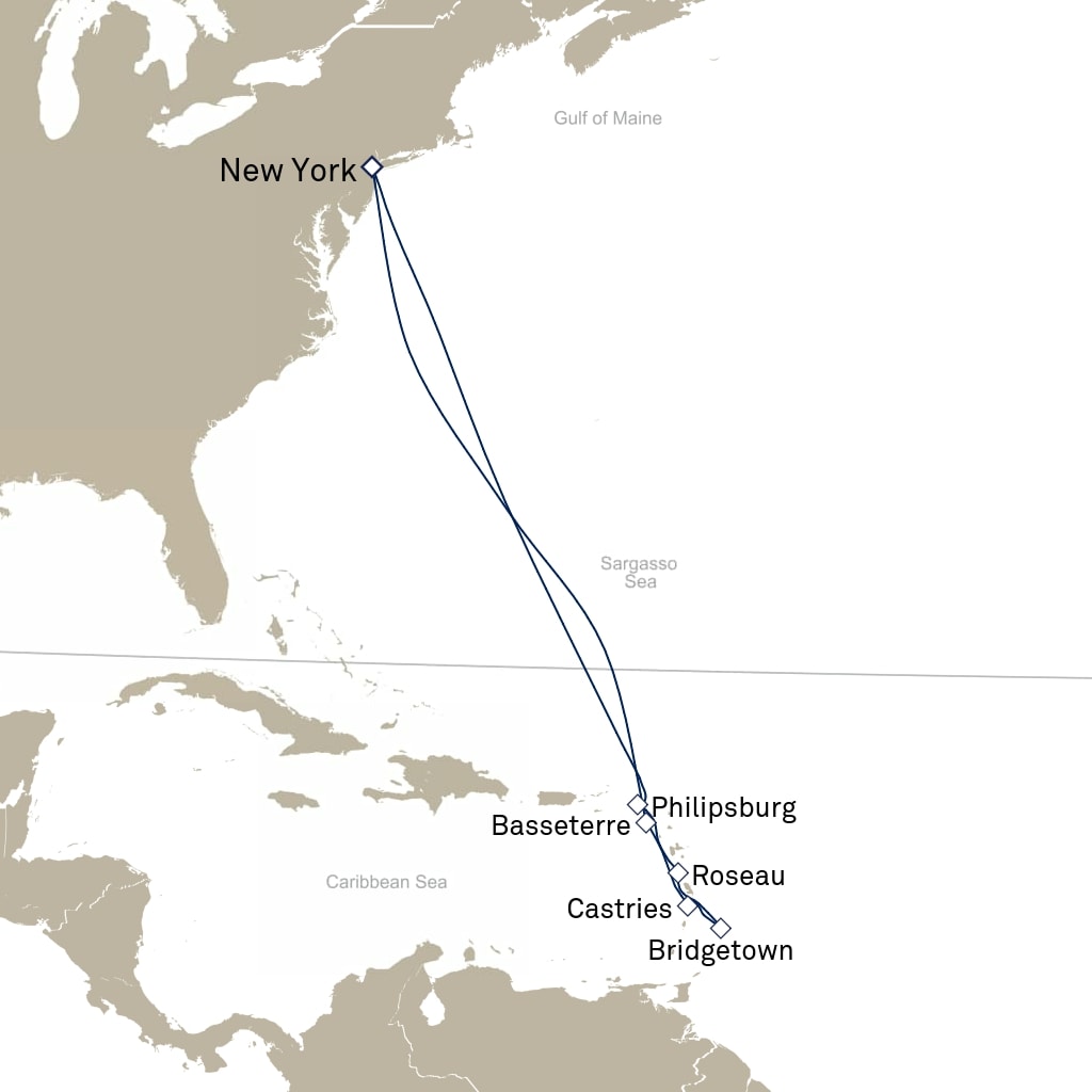 carte Caraïbes et Antilles , 12 jours